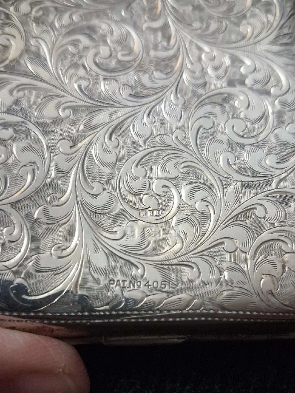 Antique Engraved Sterling Silver Men's Card Case